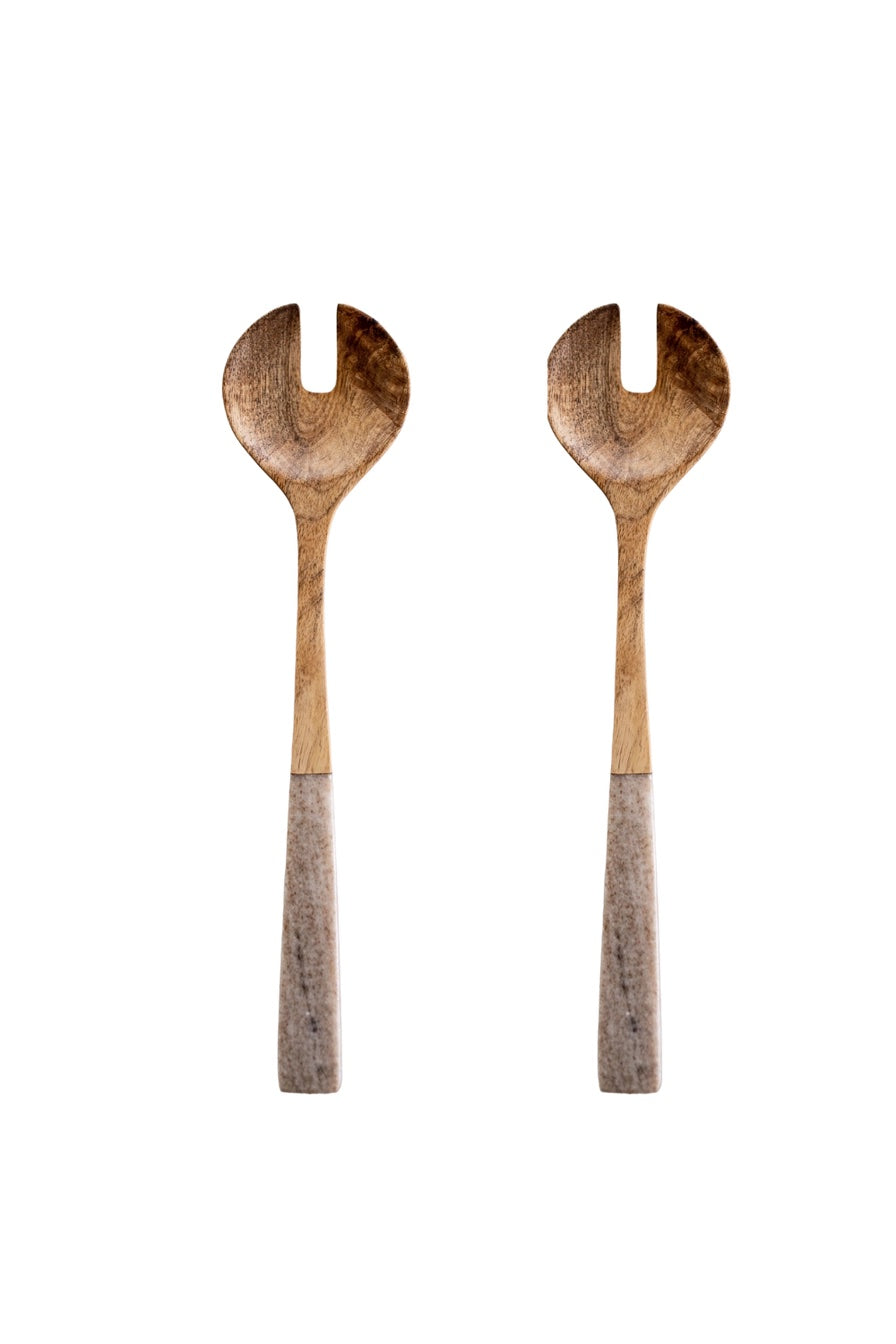 Marble + Wood Serving Spoons